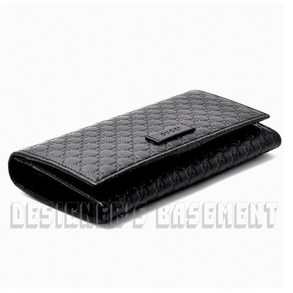 GUCCI black MICRO GUCCISSIMA leather LOGO snap flap Continental GG Wallet 449396 - Picture 2 of 6